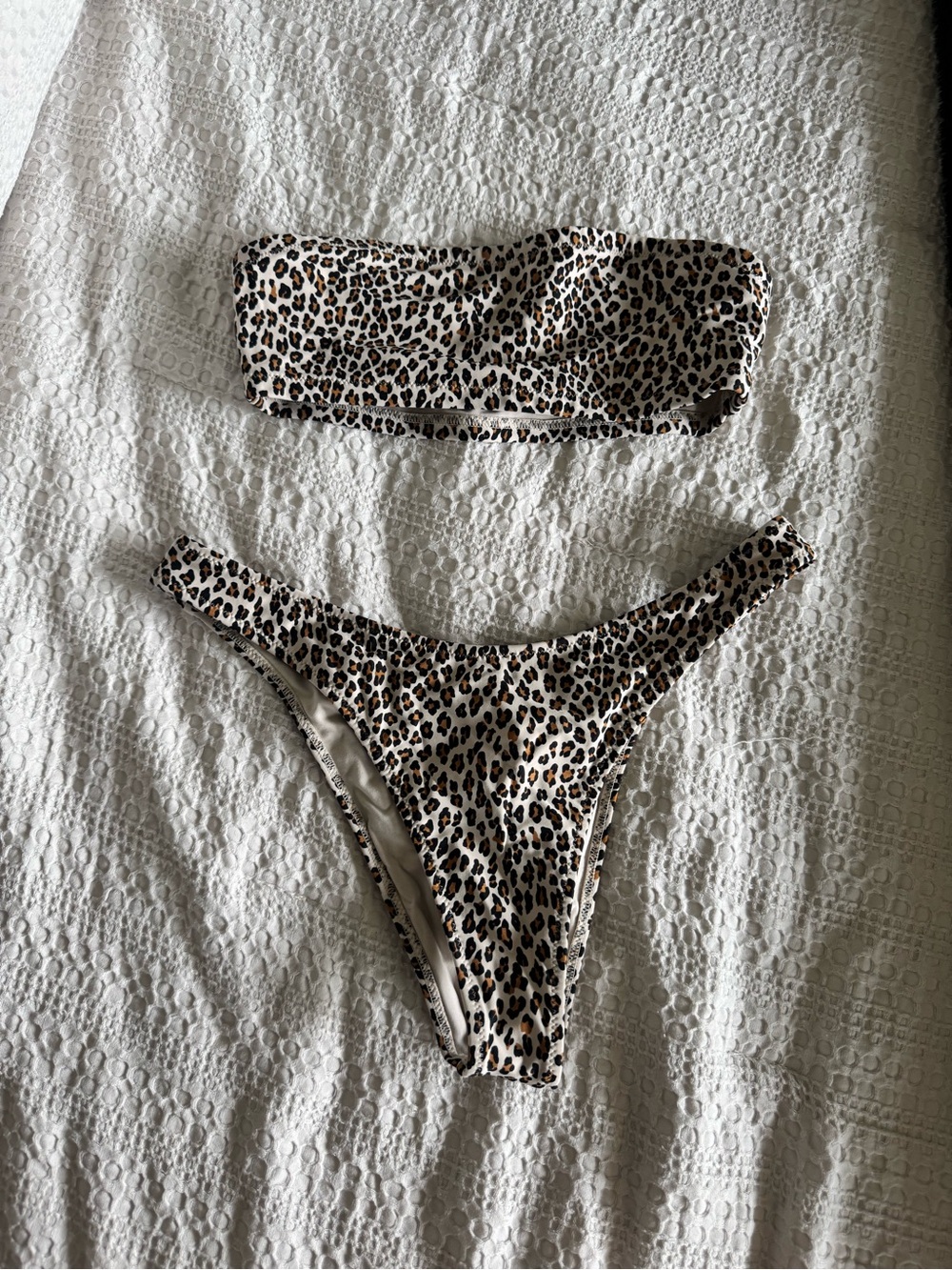 Leopard Print Bandeau Bikini bottom and top